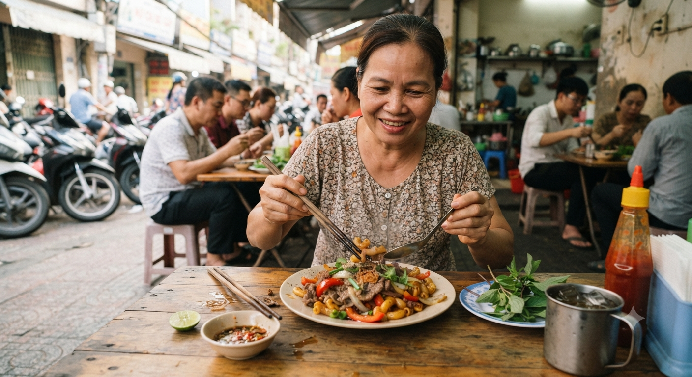 Hương vị đặc trưng và trải nghiệm thưởng thức nui xào bò