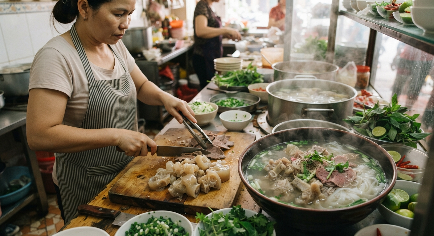 Phân tích chi tiết vai trò của sụn sườn trong cấu trúc món phở